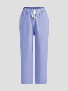 TaskEZ Plus Size Plain Short Sleeve Long Pants /Nursing Scrub Scrub Uniform Set Autumn Maid Simple - Dusty Purple - View 3
