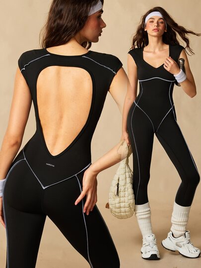 VARSIVA Women's Colorblock Casual Daily Travel Sports Activewear Jumpsuit