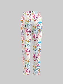TaskEZ Scrub Short Sleeve Top And Pants Set, Cute Graffiti Print Pattern, Suitable For Pet Hospital White Autumn Fancy Princess Cosplay - Multicolor - View 4