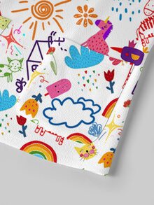 TaskEZ Scrub Short Sleeve Top And Pants Set, Cute Graffiti Print Pattern, Suitable For Pet Hospital White Autumn Fancy Princess Cosplay - Multicolor - View 7