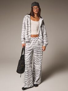 Athîral 2pcs/Set Women's Casual Minimalist Outfit, Zebra Stripe Hoodie & Sweatpants Set For Autumn/Winter, Versatile And Practical For Daily Wear - Multicolor - View 3