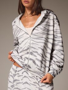 Athîral 2pcs/Set Women's Casual Minimalist Outfit, Zebra Stripe Hoodie & Sweatpants Set For Autumn/Winter, Versatile And Practical For Daily Wear - Multicolor - View 6