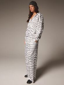 Athîral 2pcs/Set Women's Casual Minimalist Outfit, Zebra Stripe Hoodie & Sweatpants Set For Autumn/Winter, Versatile And Practical For Daily Wear - Multicolor - View 7