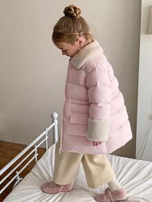 Hapijoa Young Girl Winter Fashion Versatile Jacket - Baby Pink - View 3