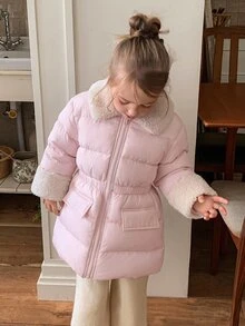Hapijoa Young Girl Winter Fashion Versatile Jacket - Baby Pink - View 5