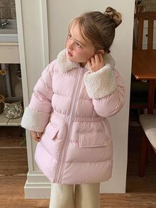 Hapijoa Young Girl Winter Fashion Versatile Jacket - Baby Pink - View 2