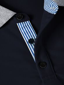 Manfinity Homme 男士短袖領領 Polo 衫，適合辦公室、外出與聚會 - 寶藍色 - 查看 5