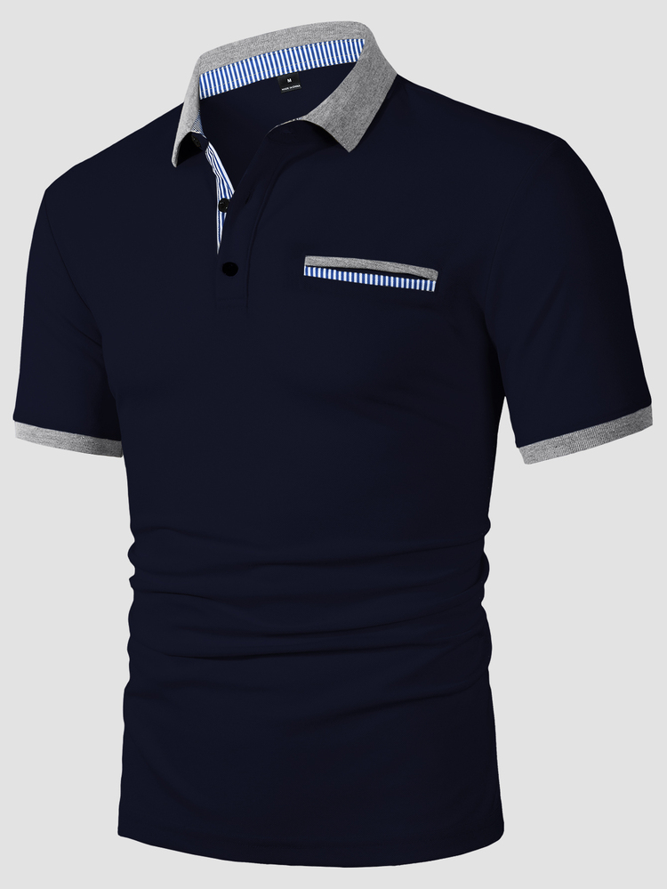 Manfinity Homme Men's Short Sleeve Polo Shirt With Collar, Suitable For Office, Outings, And Gatherings - Royal Blue - View 4