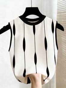 SHEINBlues Contrast Stripe Knit Sleeveless Tank Top For Women - Multicolor - View 3