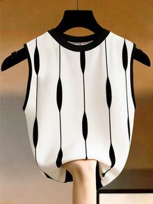 SHEINBlues Contrast Stripe Knit Sleeveless Tank Top For Women - Multicolor - View 1