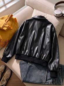 SHEIN Tween Girls Coats - Black - View 3