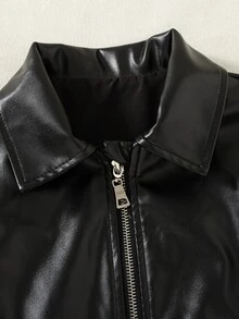 SHEIN Tween Girls Coats - Black - View 4