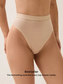 LUVLETTE 3件組棉質高腰高衩性感內褲 女款內衣－大地色系 - 彩色 - 查看 4