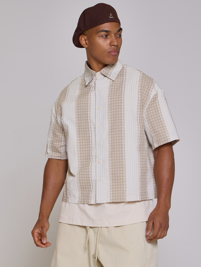 Musero Contrast Stripe Button Up Shirt