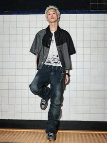 ROMWE MEN Street Life 男士短袖單排扣休閒牛仔襯衫 - 彩色 - 查看 6
