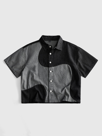 Street Life Men's Short Sleeve Single-Breasted Casual Denim Shirt