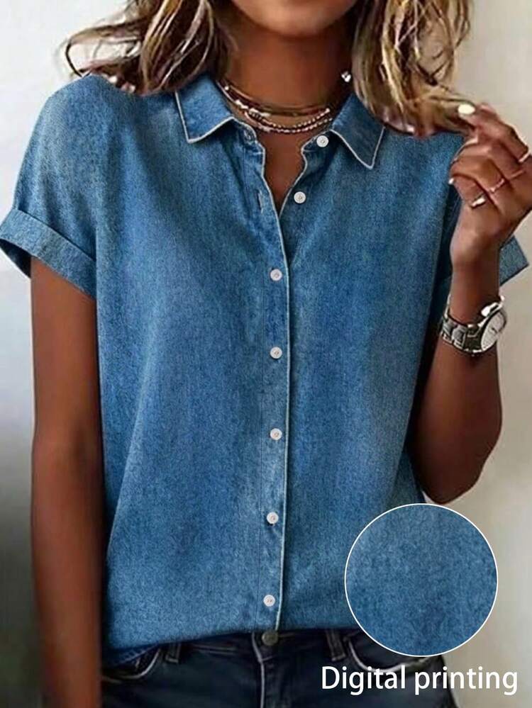 SHEIN LUNE CURVE Regular Plus Size Casual Loose Fit Shirt - Multicolor - View 1
