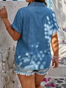 SHEIN LUNE CURVE 大尺碼休閒寬鬆版型襯衫 - 彩色 - 查看 2