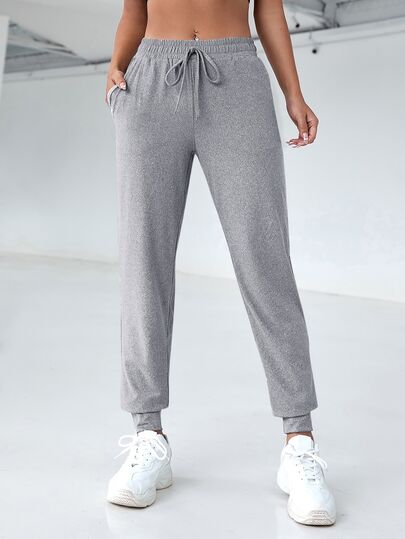 SHEIN Cheerettes 休闲抽绳松紧腰运动裤