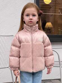 Hapijoa Young Girls Winter Fashion Versatile Warm Jacket - Dusty Pink - View 8