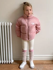 Hapijoa Young Girls Winter Fashion Versatile Warm Jacket - Dusty Pink - View 16