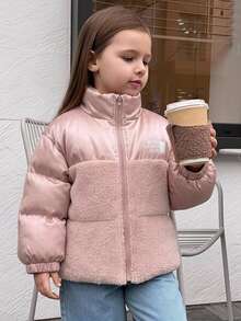 Hapijoa Young Girls Winter Fashion Versatile Warm Jacket - Dusty Pink - View 14
