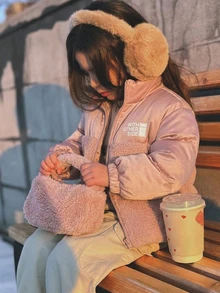 Hapijoa Young Girls Winter Fashion Versatile Warm Jacket - Dusty Pink - View 13