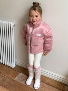 Hapijoa Young Girls Winter Fashion Versatile Warm Jacket - Dusty Pink - View 3