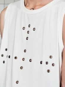 ROMWE MEN Street Life Men's Cross Eyelet Tank Top - White - View 2
