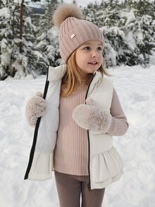 DAZY Young Girl Solid Color Zipper Casual Daily Winter Travel Padded Vest - White - View 13