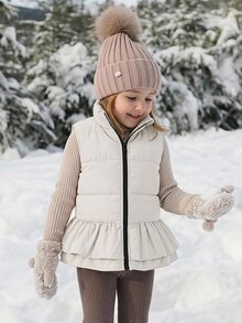 DAZY Young Girl Solid Color Zipper Casual Daily Winter Travel Padded Vest - White - View 12