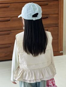 DAZY Young Girl Solid Color Zipper Casual Daily Winter Travel Padded Vest - White - View 8