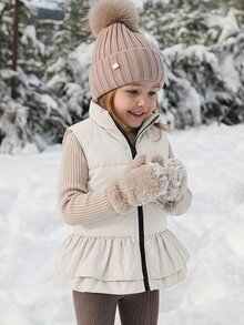 DAZY Young Girl Solid Color Zipper Casual Daily Winter Travel Padded Vest - White - View 14
