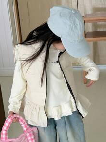 DAZY Young Girl Solid Color Zipper Casual Daily Winter Travel Padded Vest - White - View 1