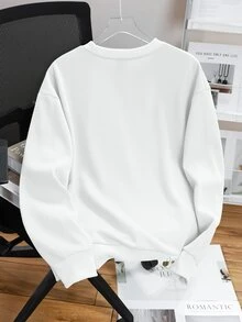 Daypath Men's Floral Print Japanese Style Crew Neck Long Sleeve Versatile Sweatshirt - White - View 5