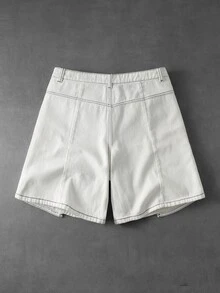 ROMWE MEN Street Life 男士夏季休閒牛仔短褲 - 白色 - 查看 2