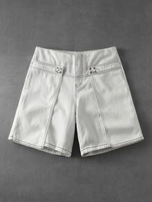 ROMWE MEN Street Life 男士夏季休閒牛仔短褲 - 白色 - 查看 11
