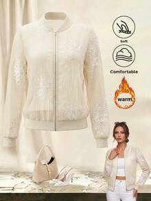 Yalmera Women's Woven And Embroidered Spring And Autumn Vacation Casual Jacket - Apricot - View 6