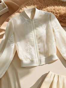 Yalmera Women's Woven And Embroidered Spring And Autumn Vacation Casual Jacket - Apricot - View 4