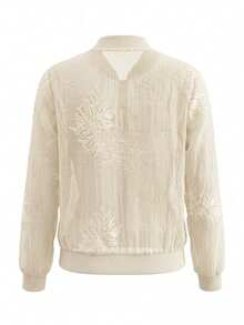 Yalmera Women's Woven And Embroidered Spring And Autumn Vacation Casual Jacket - Apricot - View 2