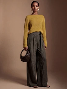 Zivah Sweater Wanita Warna Polos Serbaguna Minimalis Elegan untuk Pemakaian Sehari-hari ke Kantor Warna Kuning Mustard Musim Gugur - Kuning - View 3