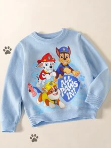 Maija Kids SHEIN | PAW Patrol Maija Kids 兒童小男孩 Wang Dui Li Da Gong 灰藍色針織毛衣，舒適，適合秋冬，可愛俏皮 - 藍色 - 查看 7