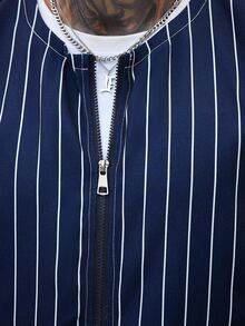 Manfinity Homme Men's Autumn Casual Striped Vest And Long Pants Set - Navy Blue - View 6