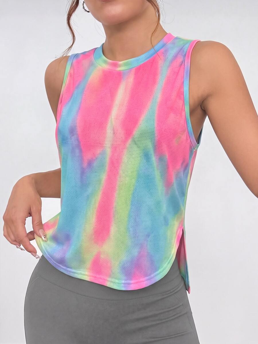 SHEIN Sports 休閒百搭黃色無袖字母印花舒適運動背心 - 彩色 - 查看 1