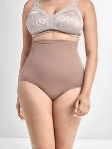 Slumbrini 1件装女士高腰无缝塑身衣，强力收腹提臀，大码 - 淺灰紫 - 查看 2