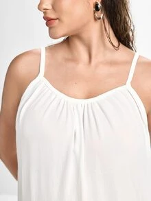 Slumbrini Plus Size Backless Women's Dress, Sexy Beach Sleepwear Dress, Women's White Dress, Women's Summer Casual Spaghetti Strap Dress, Home Wear Dress, Sun Dress, Y2K Dress For Women - White - View 8
