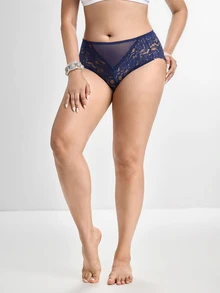 Slumbrini 3pcs/Pack Plus Size White Lace Panties - Multicolor - View 7
