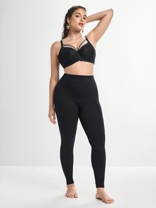Slumbrini PAUKEE Plus Size Women's Shapewear, Tummy Control, Hip Lifting, Waist Cincher, Seamless Design - Black - View 10