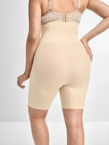 Slumbrini 1 buah Celana Dalam Pendek Pembentuk Tubuh Wanita Ukuran Plus, Pengontrol Perut dan Pengangkat Bokong, Lapisan Ganda dengan Desain Silang PAUKEE - Aprikot - View 2
