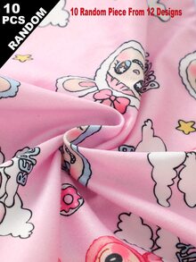 SHEIN (隨機10件) 女孩簡約時尚全印花卡通愛心兔子圖案三角內褲，少女內衣 - 彩色 - 查看 3